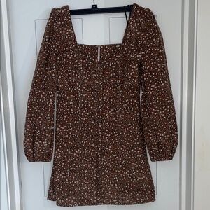 Free People Floral Long Sleeve Dress - Brown